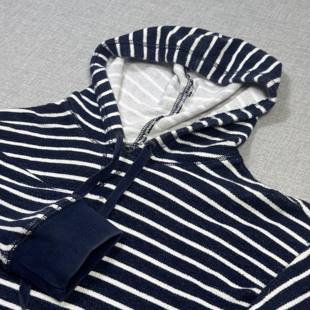 Lauren Jeans Co. Pullover Hoodie Womens M Blue White Striped Terry Lightweight